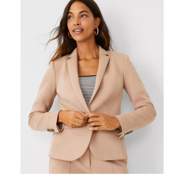 Ann Taylor Jackets & Blazers - Ann Taylor Classic "The One-Button" Tan Blazer in Double Knit - Size 6P